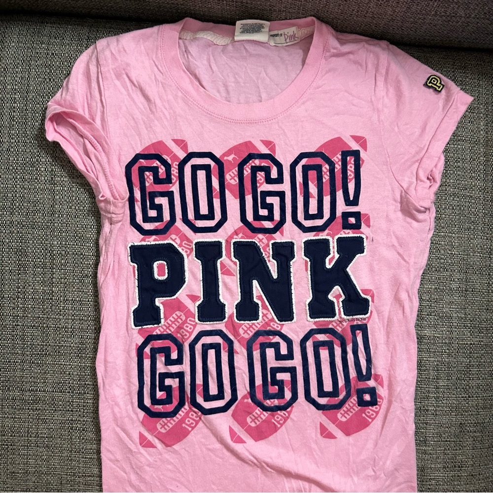 VS PINK XS football tshirt